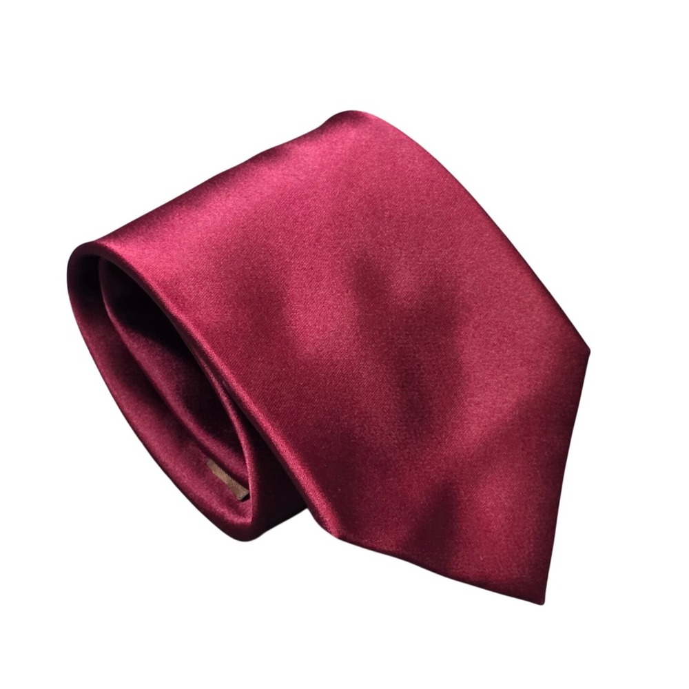 Merona 100% Silk Classic Necktie Men's Burgundy Red Solid Satin Business Casual